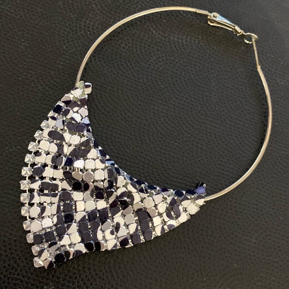 Vintage 80’s Silver tone Huge hoop dangling pierced Earrings with metal drop - Picture 4 of 7